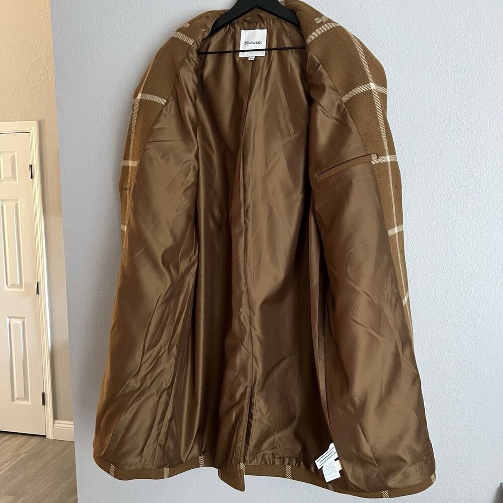 Madewell Windowpane Elmcourt Coat Size M Brown - Picture 7 of 8